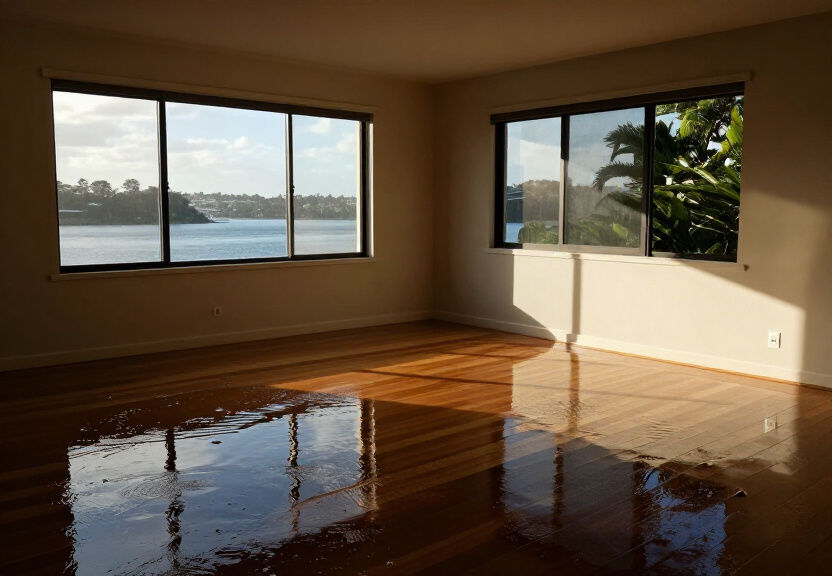 Flooded living room in Annangrove before restoration